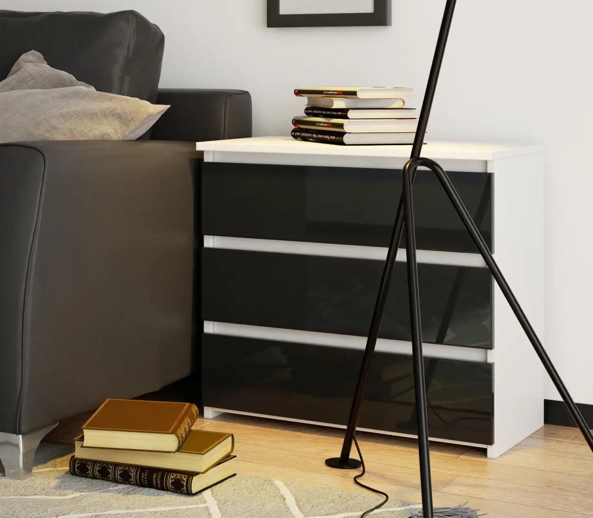 Comoda Akord CL3 60cm (White/Graphite Gloss)