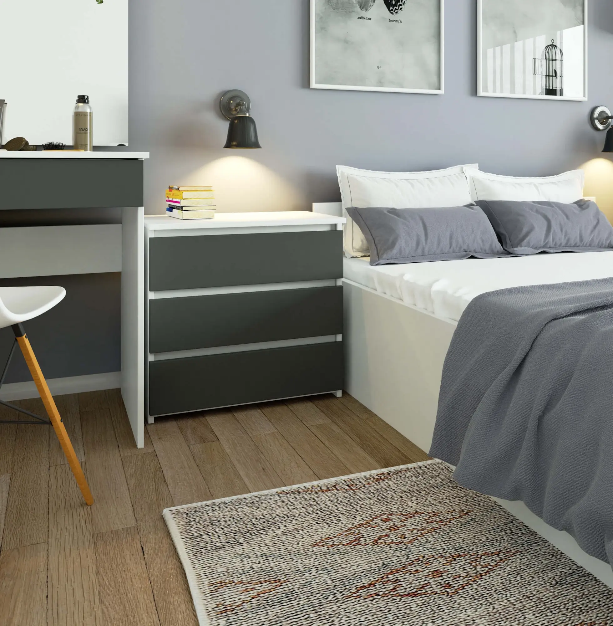 Comoda Akord CL3 60cm (White/Grey)