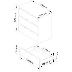 Comoda Akord CL3 60cm (White/Grey) Thumb