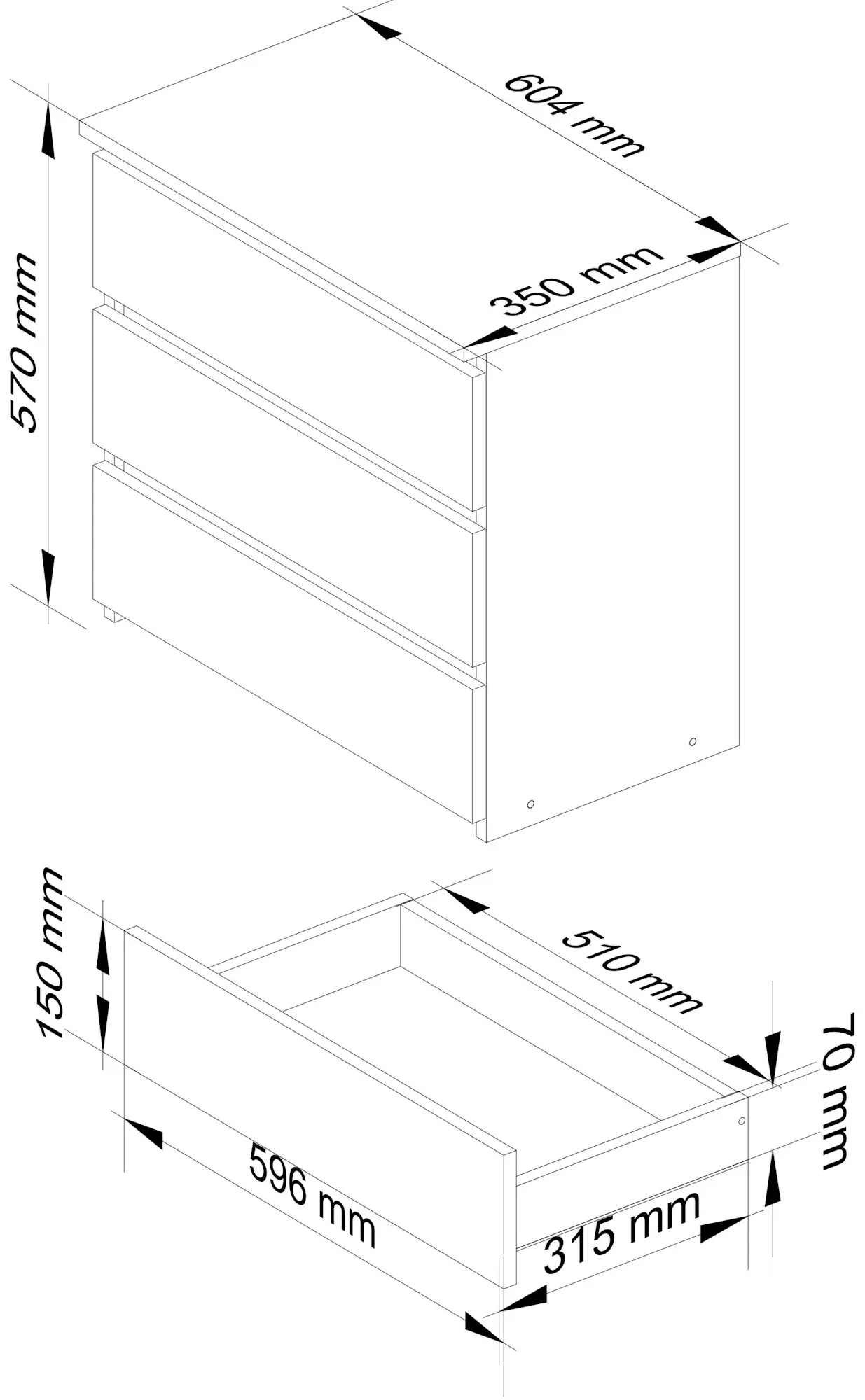 Comoda Akord CL3 60cm (White/Grey)