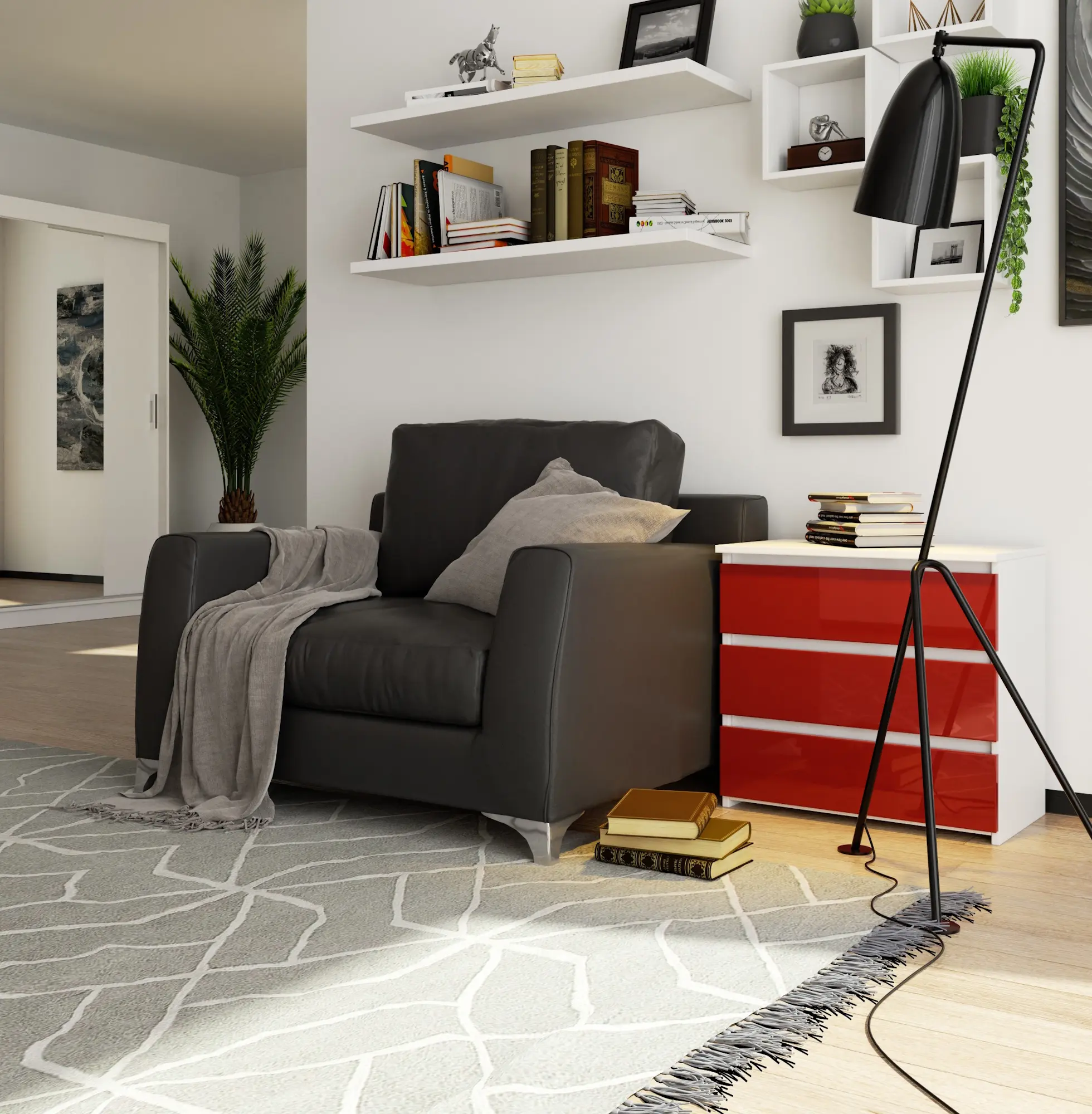 Comoda Akord CL3 60cm (White/Red Gloss)