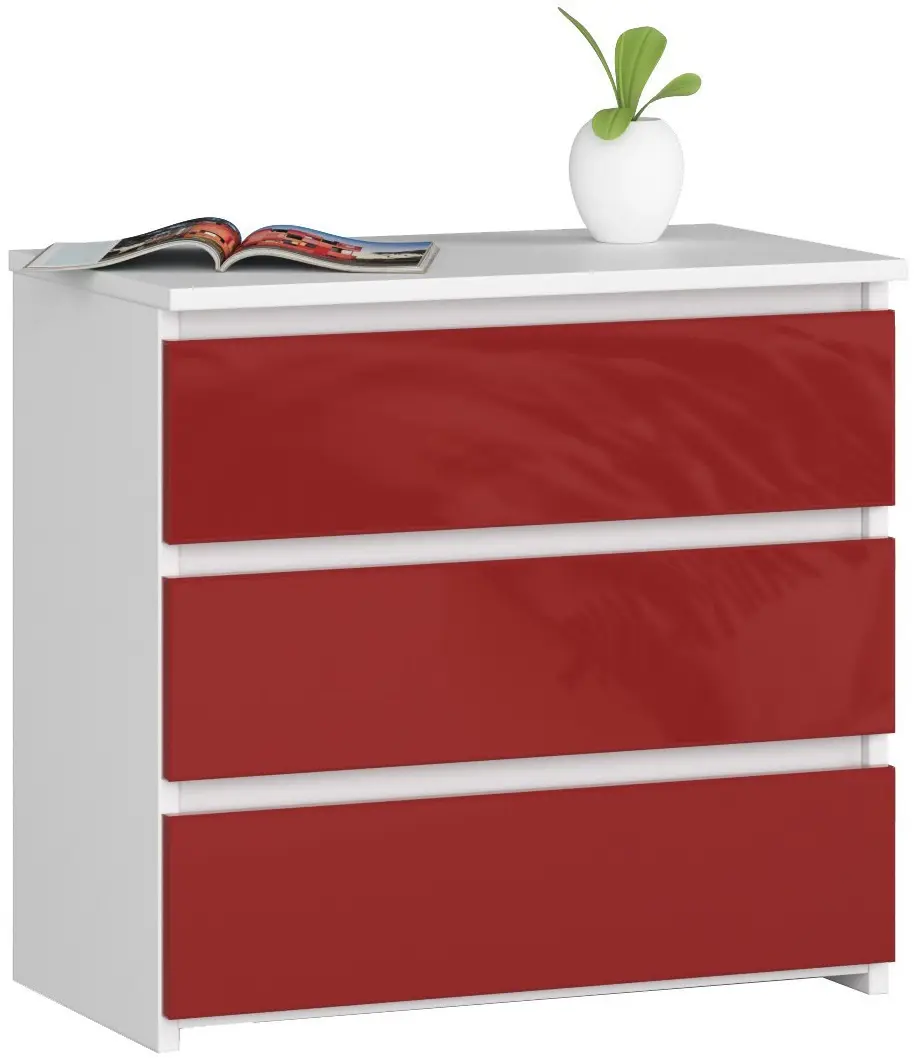 Comoda Akord CL3 60cm (White/Red Gloss)