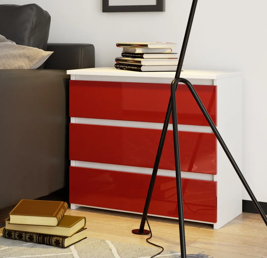 Comoda Akord CL3 60cm (White/Red Gloss)