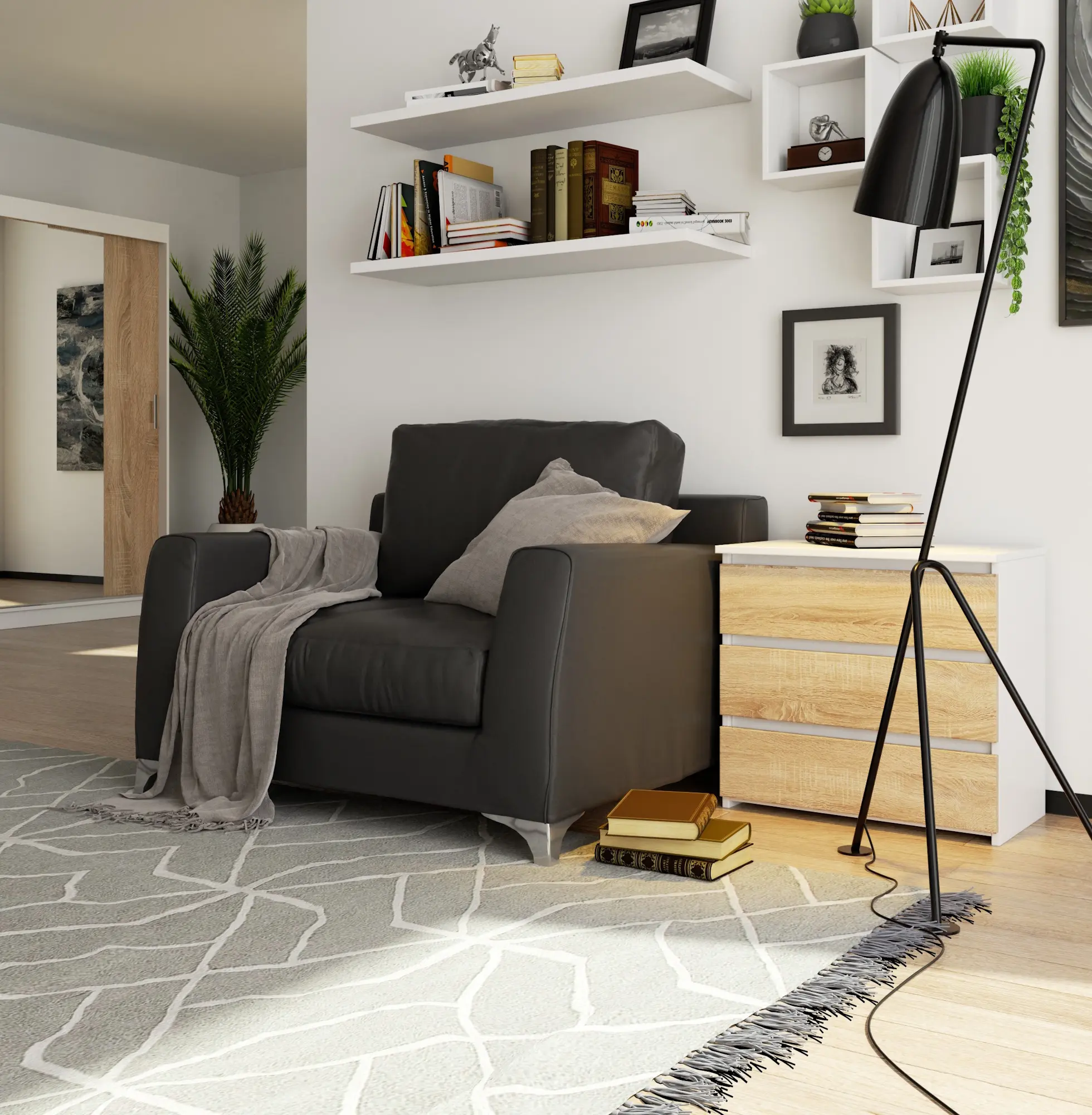 Comoda Akord CL3 60cm (White/Sonoma Oak)