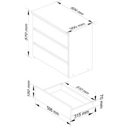 Comoda Akord CL3 60cm (White/Sonoma Oak) Thumb