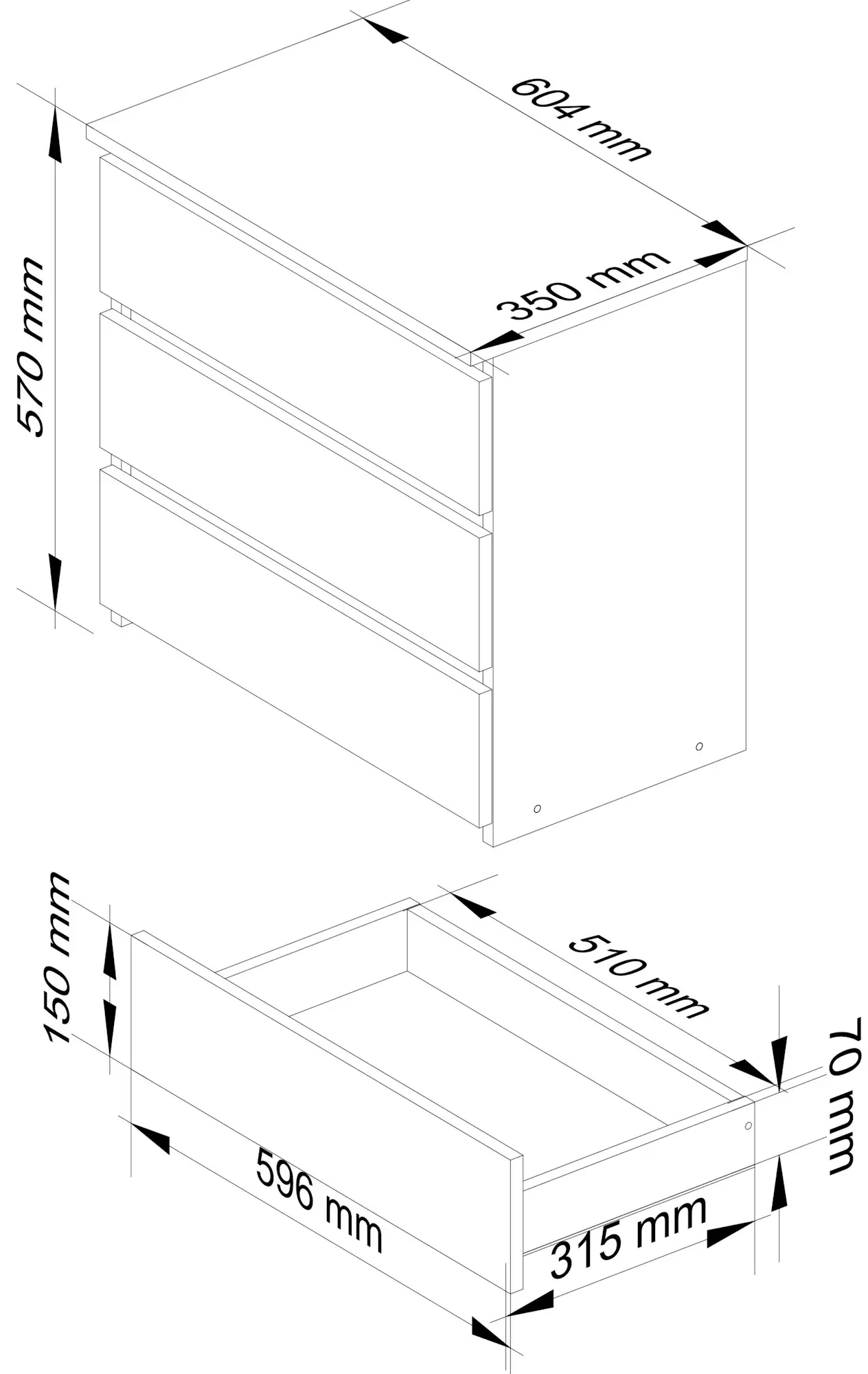 Comoda Akord CL3 60cm (White/Sonoma Oak)