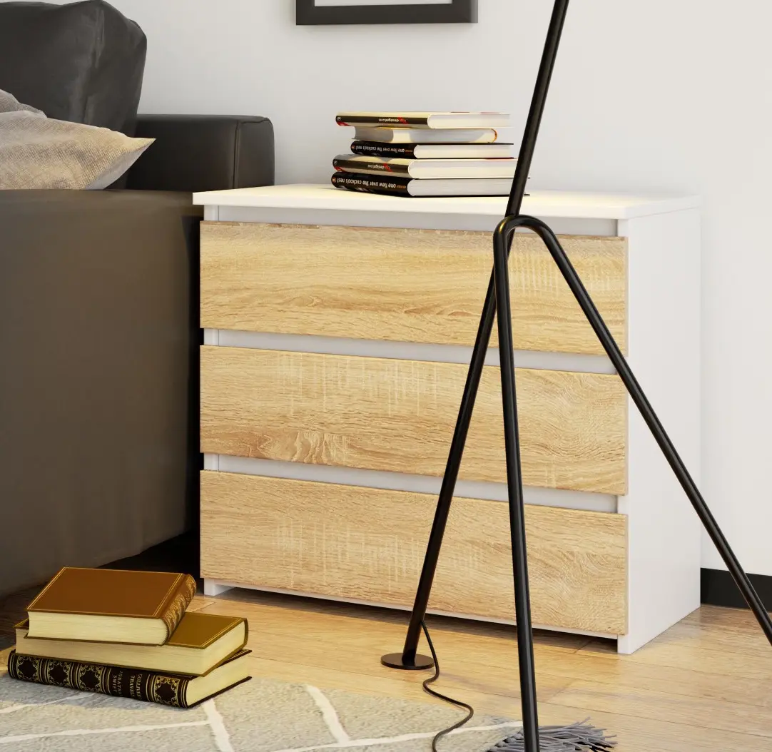 Comoda Akord CL3 60cm (White/Sonoma Oak)