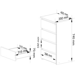 Comoda Akord CL4 40cm 4SZ (Sonoma Oak) Thumb