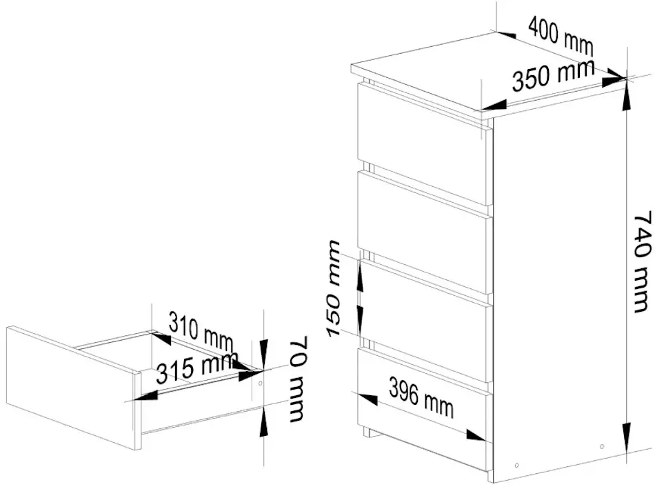 Comoda Akord CL4 40cm 4SZ (Sonoma Oak)