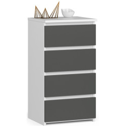 Comoda Akord CL4 40cm 4SZ (White/Graphite Grey) Thumb