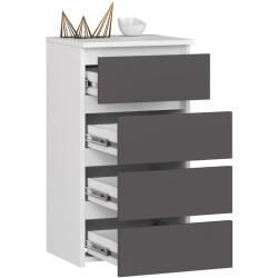 Comoda Akord CL4 40cm 4SZ (White/Graphite Grey) Thumb
