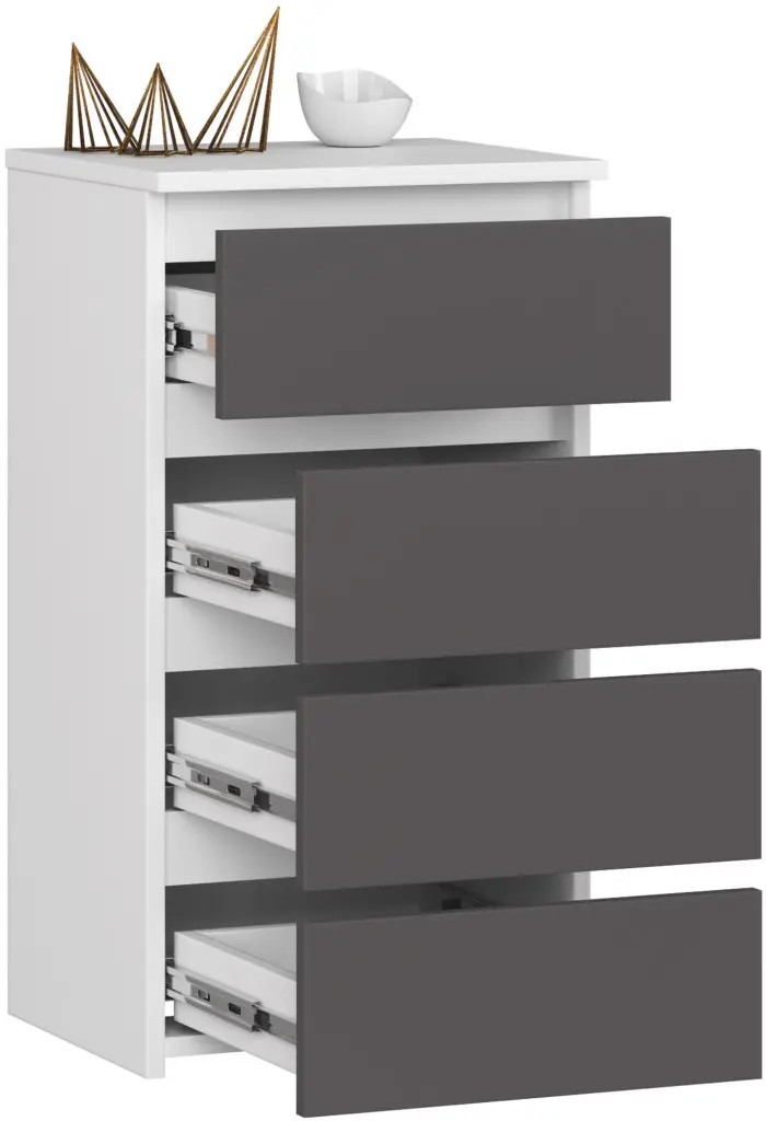 Comoda Akord CL4 40cm 4SZ (White/Graphite Grey)