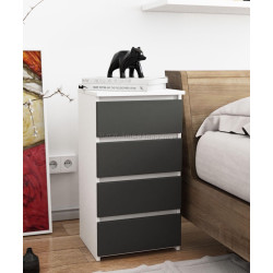 Comoda Akord CL4 40cm 4SZ (White/Graphite Grey)