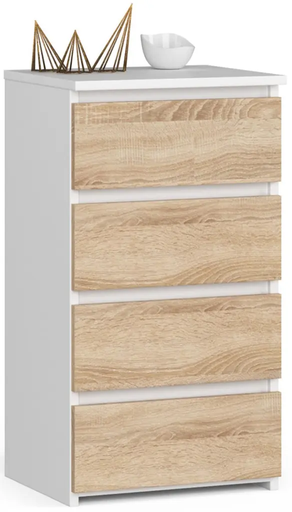 Comoda Akord CL4 40cm 4SZ (White/Sonoma Oak)