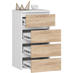 Comoda Akord CL4 40cm 4SZ (White/Sonoma Oak) Thumb
