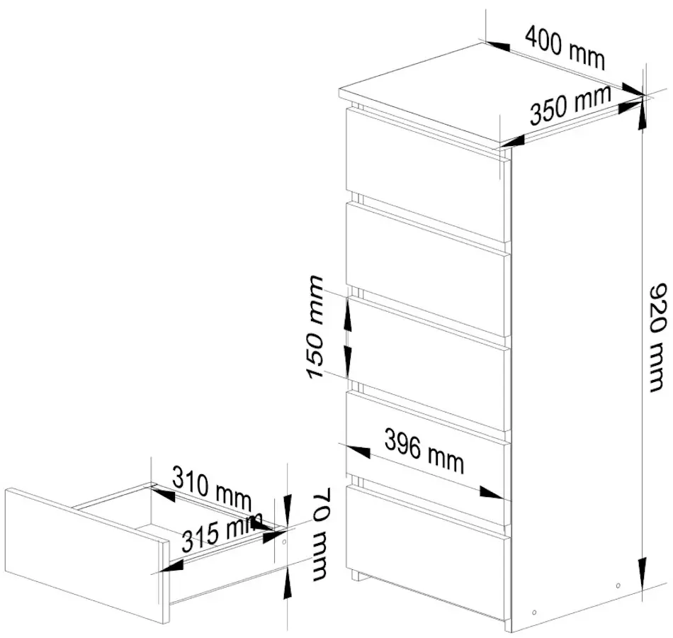 Комод Akord CL5 40cm (Graphite Gray/White)