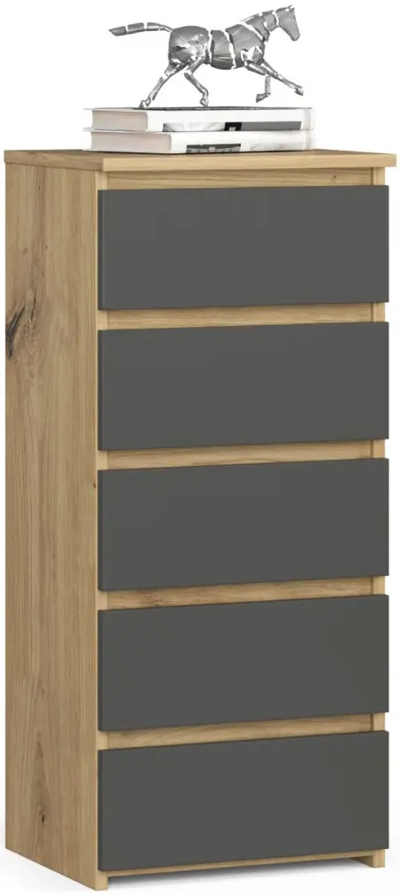 Comoda Akord CL5 40cm 5SZ (Artisan Oak/Graphite Grey)