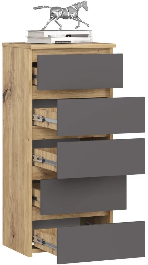 Comoda Akord CL5 40cm 5SZ (Artisan Oak/Graphite Grey)