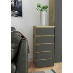 Comoda Akord CL5 40cm 5SZ (Artisan Oak/Graphite Grey)