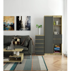 Comoda Akord CL5 40cm 5SZ (Artisan Oak/Graphite Grey) Thumb