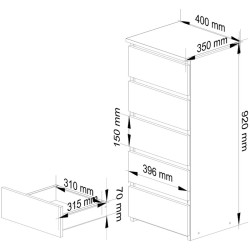 Comoda Akord CL5 40cm 5SZ (Artisan Oak/White) Thumb