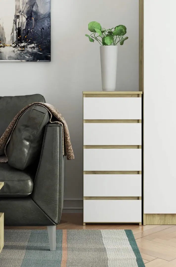 Comoda Akord CL5 40cm 5SZ (Artisan Oak/White)