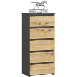 Comoda Akord CL5 40cm 5SZ (Graphite Grey/Artisan Oak) Thumb