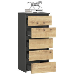 Comoda Akord CL5 40cm 5SZ (Graphite Grey/Artisan Oak) Thumb