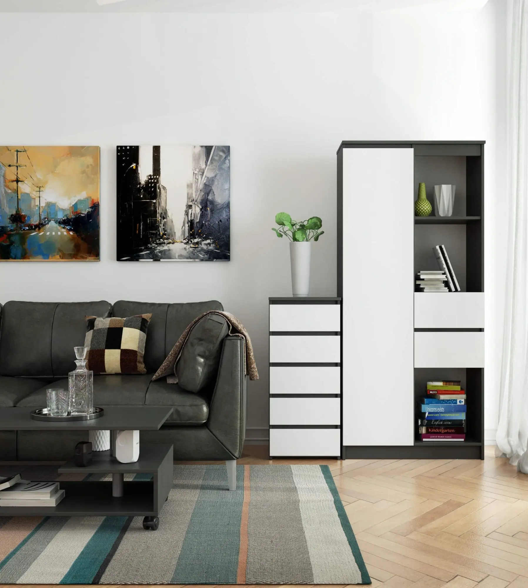 Comoda Akord CL5 40cm 5SZ (Graphite Grey/White)