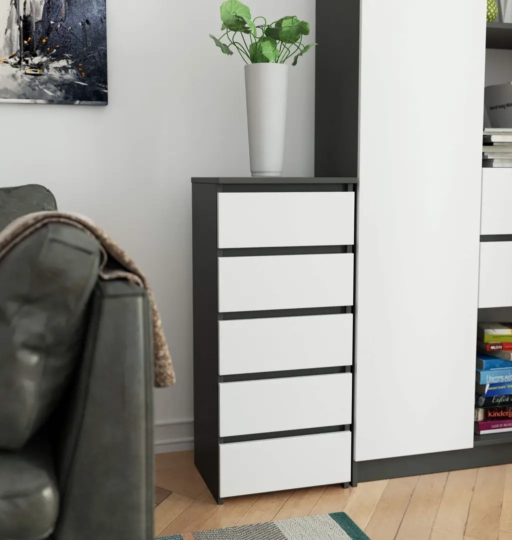 Comoda Akord CL5 40cm 5SZ (Graphite Grey/White)