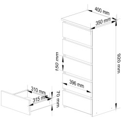 Comoda Akord CL5 40cm 5SZ (Sonoma Oak/White) Thumb