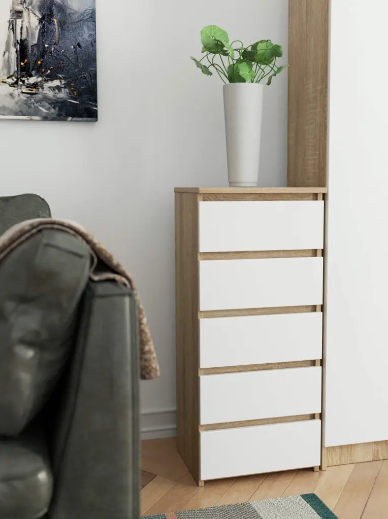 Comoda Akord CL5 40cm 5SZ (Sonoma Oak/White)