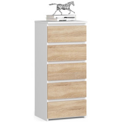 Comoda Akord CL5 40cm 5SZ (White/Sonoma Oak) Thumb
