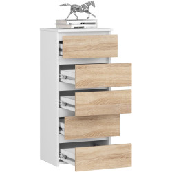 Comoda Akord CL5 40cm 5SZ (White/Sonoma Oak) Thumb