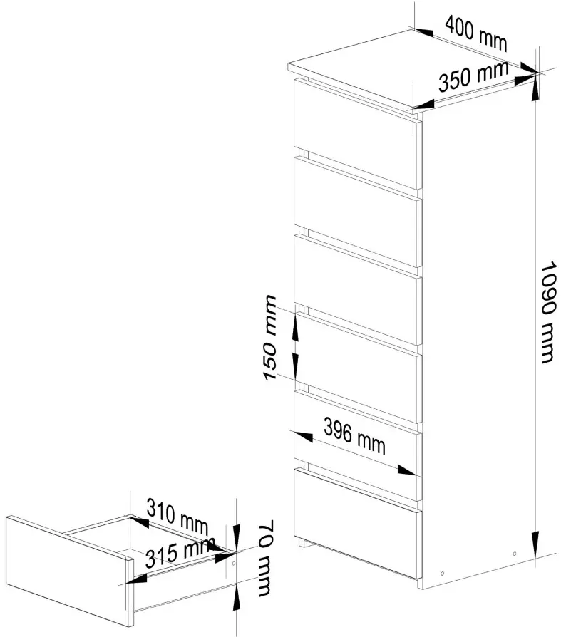 Comoda Akord CL6 40cm (Alder)