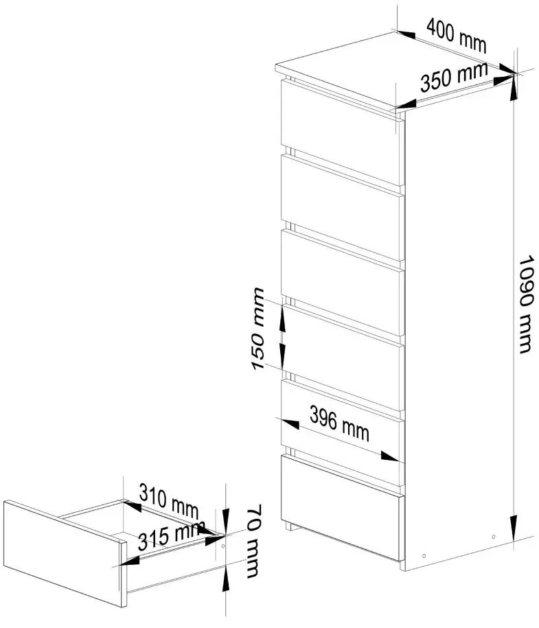 Комод Akord CL6 40cm (Artisan Oak)