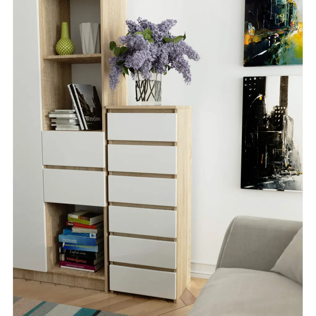 Comoda Akord CL6 40cm (Sonoma Oak/White)