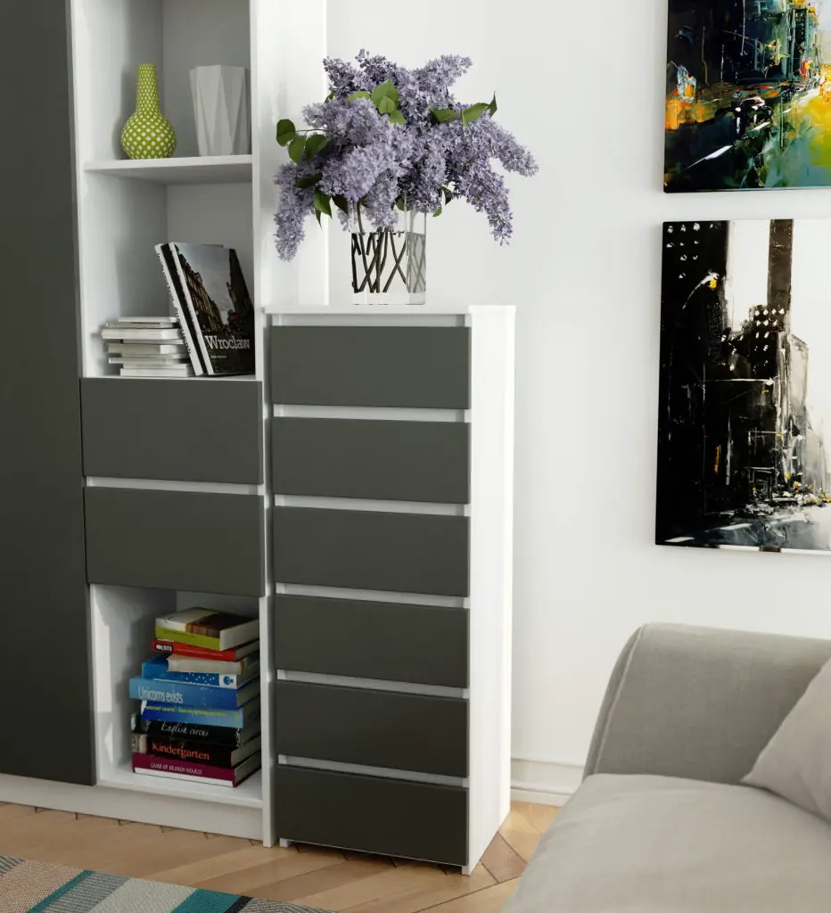 Comoda Akord CL6 40cm (White/Graphite Gray)