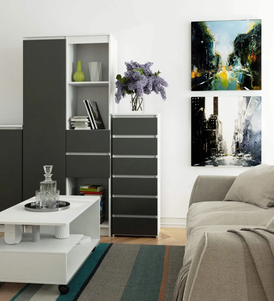 Comoda Akord CL6 40cm (White/Graphite Gray)