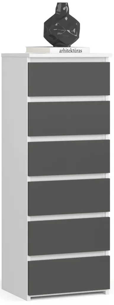 Comoda Akord CL6 40cm (White/Graphite Gray)