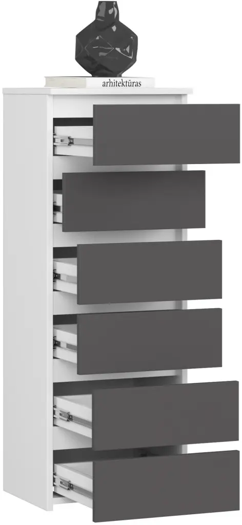 Comoda Akord CL6 40cm (White/Graphite Gray)