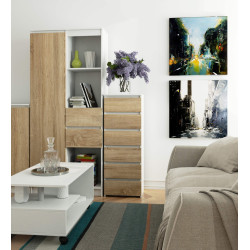 Comoda Akord CL6 40cm (White/Sonoma Oak) Thumb