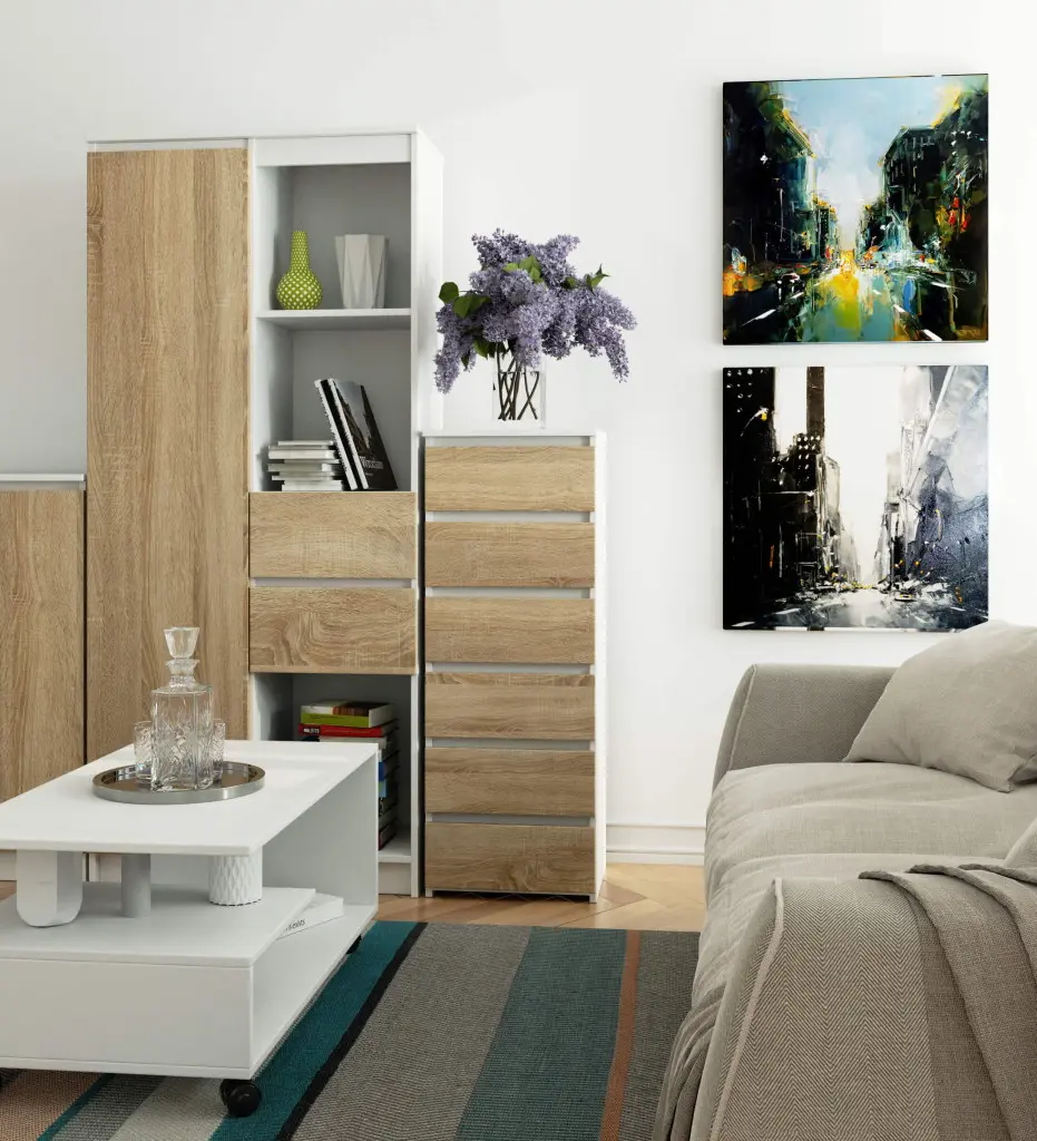 Comoda Akord CL6 40cm (White/Sonoma Oak)