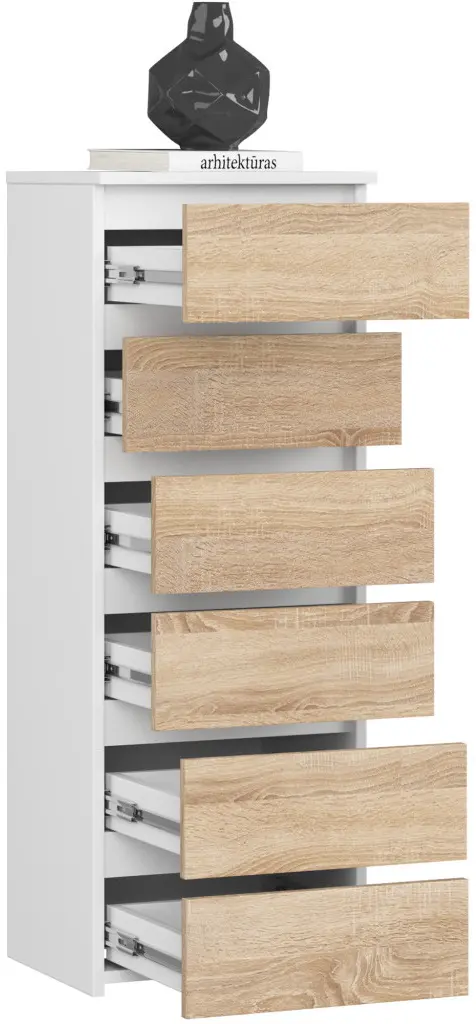 Comoda Akord CL6 40cm (White/Sonoma Oak)