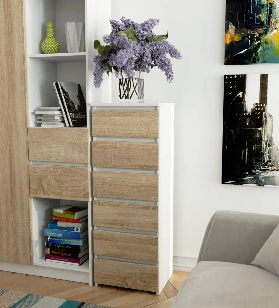 Comoda Akord CL6 40cm (White/Sonoma Oak)