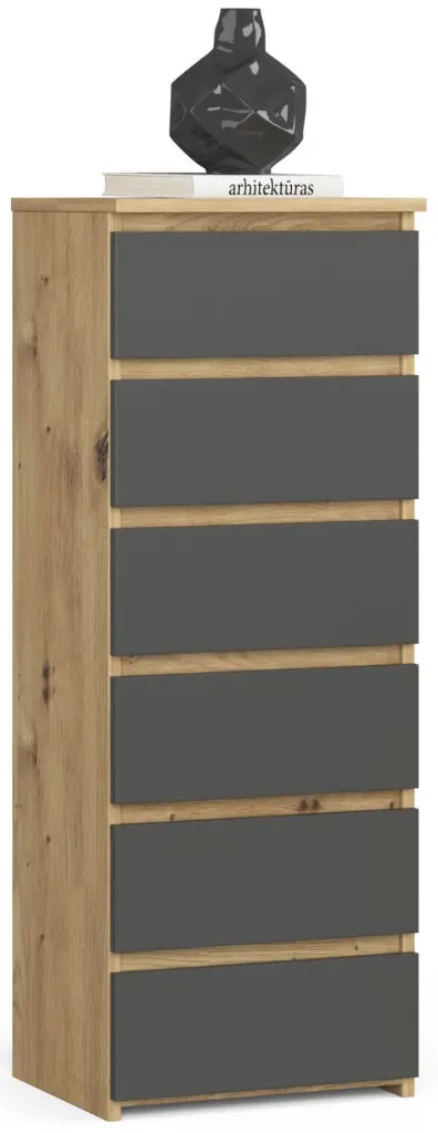 Комод Akord CL6 40см 6SZ (Artisan Oak/Graphite Grey)