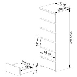 Комод Akord CL6 40см 6SZ (Artisan Oak/Graphite Grey) Thumb
