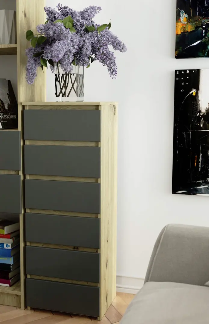 Комод Akord CL6 40см 6SZ (Artisan Oak/Graphite Grey)