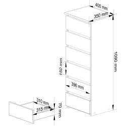 Comoda Akord CL6 40cm 6SZ (Graphite Grey) Thumb