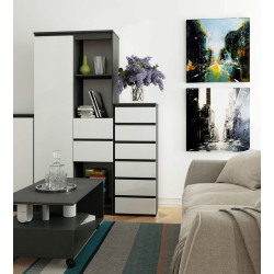 Comoda Akord CL6 40cm 6SZ (Graphite Grey/White) Thumb